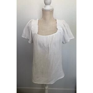 Beachlunchlounge White Plisse Cotton Top - XS
